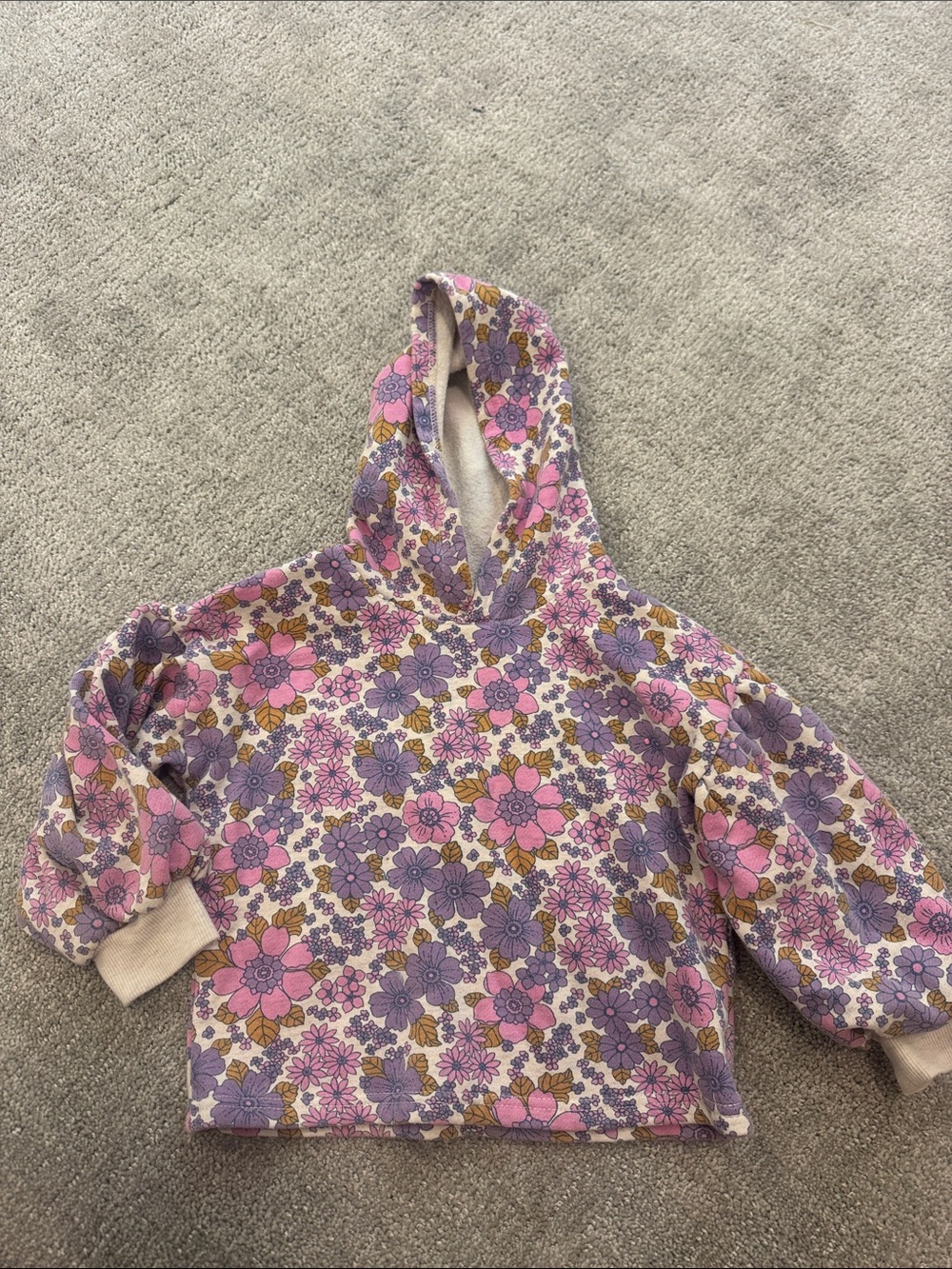 Cotton On Kids Girls' Floral Hooded Sweatshirt - Pink & Purple - 5T